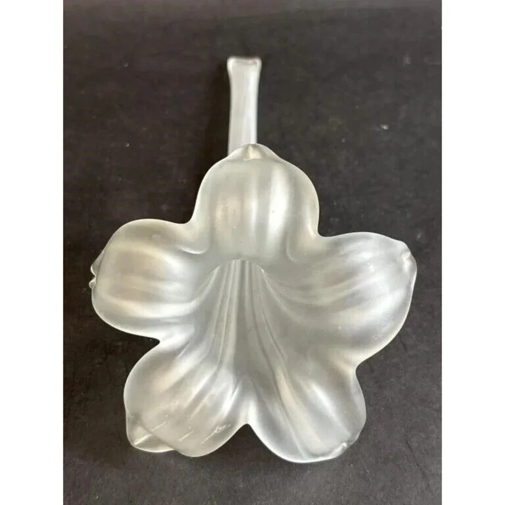 Art Nouveau Vintage Frosted Hand Blown Glass Lily Bud Vase Decorative Flower